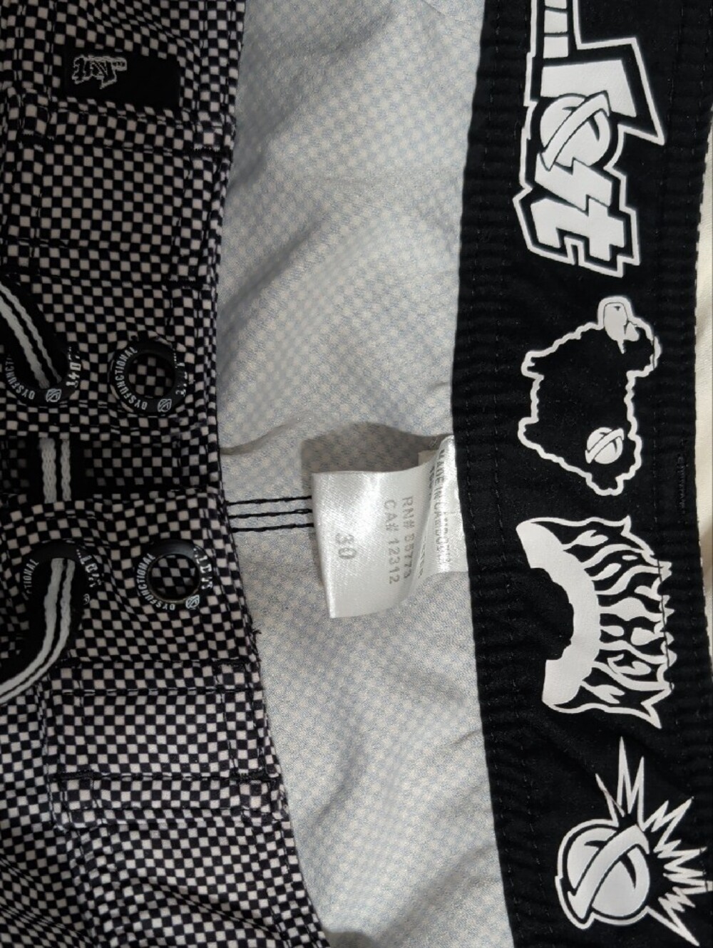 Men's Black & White Micro-Checkered Swim Trunks - Picture 4 of 4